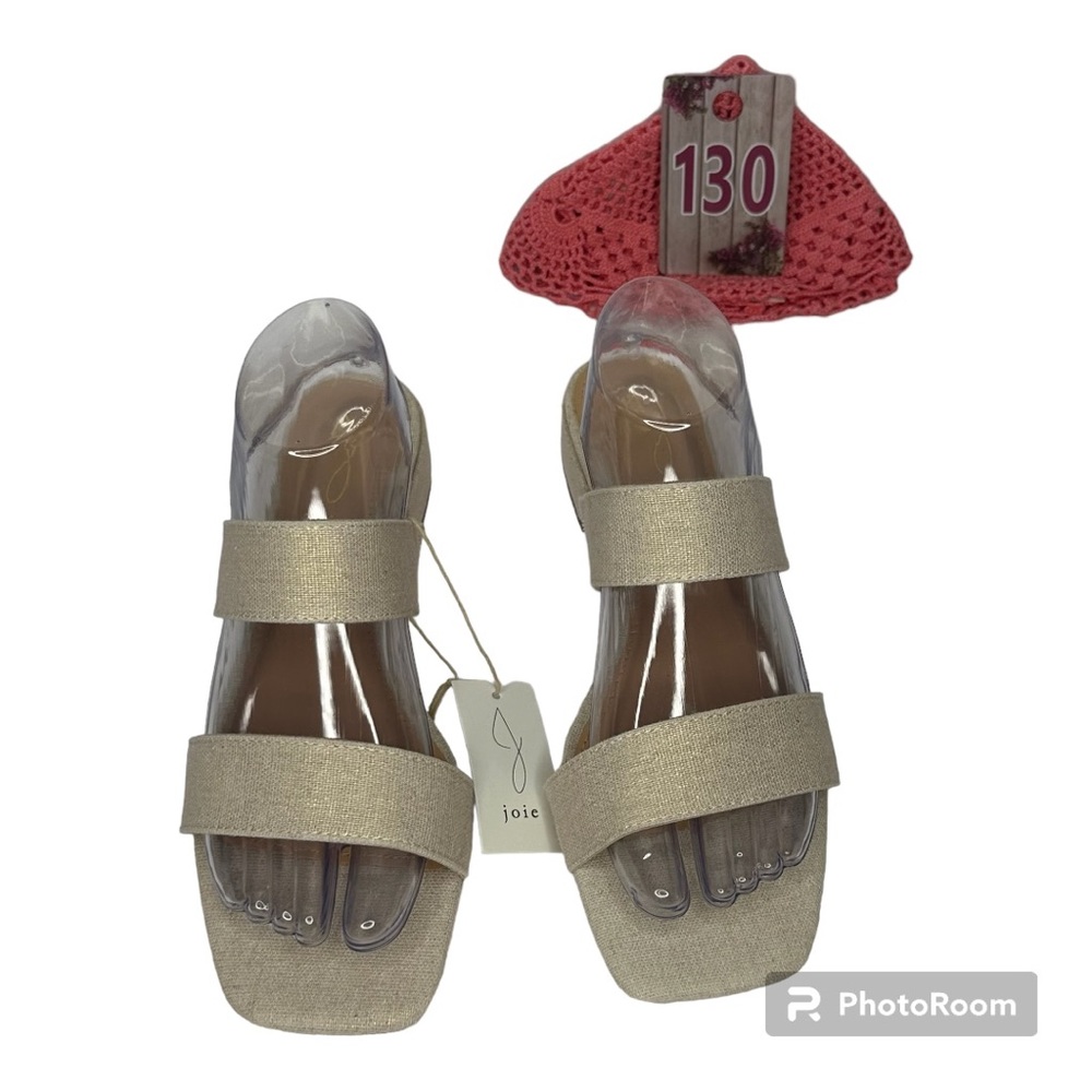 NWT Joie Nolita Linen Cream Wide Strap Sandals Size 9.5
